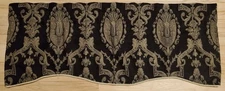 Elegant Scalloped Curtain Valance Black & Pale Gold Medallion Design 55W x 19L