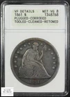 1861 Seated Liberty Silver Dollar $1 Old Soap Box Holder ANACS VF Details