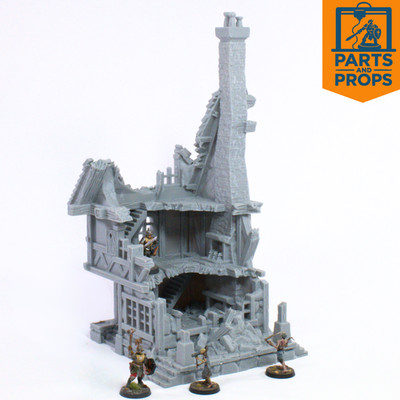 28mm 32mm Fantasy Medieval Ruined Shop for Wargaming RPG Tabletop Mordheim