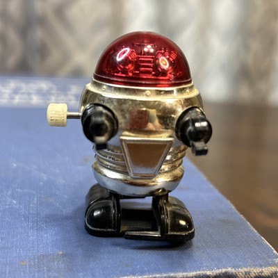Vintage TOMY Pocket Robot Rascal Sci-Fi Windup Walking Toy 1977 Red Chrome USA