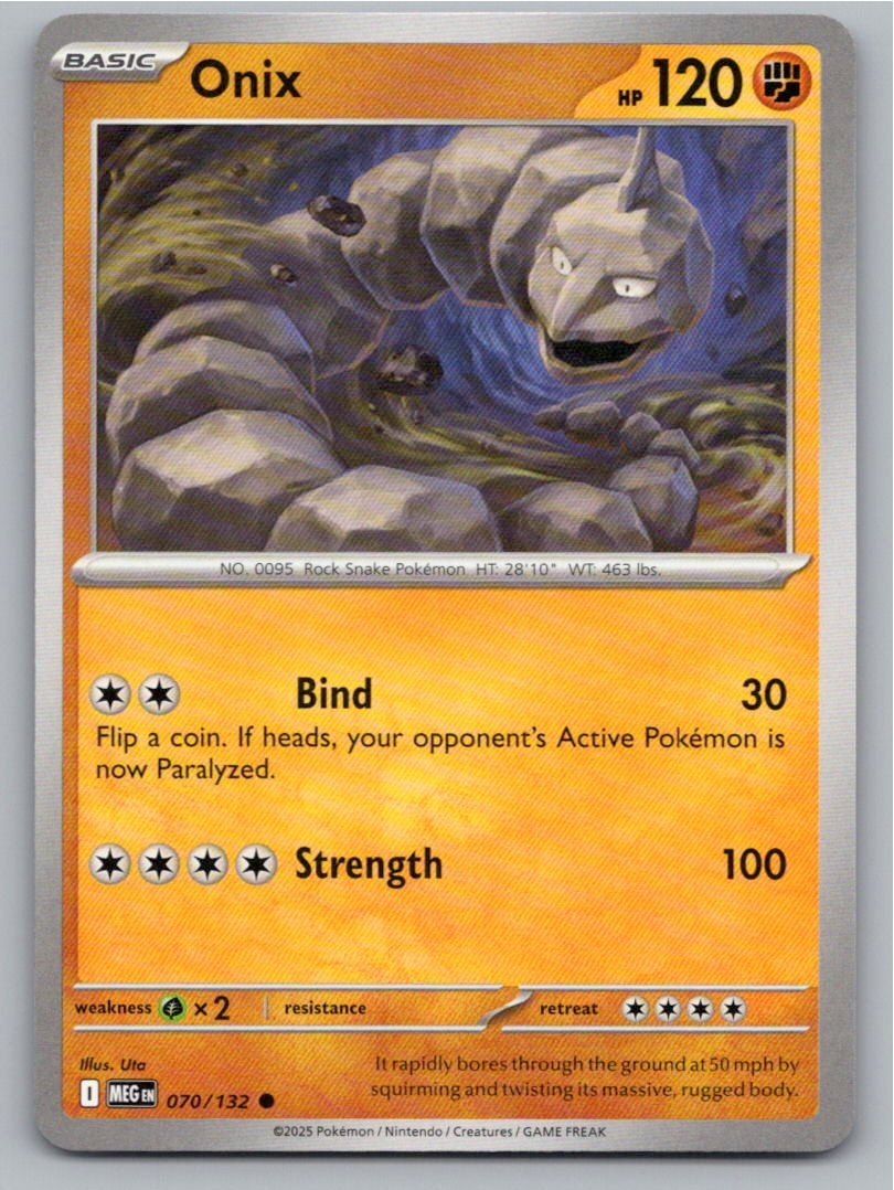 2025 POKEMON ONIX MEGA EVOLUTION 070/132 COMMON NM A37359 FREE S&H