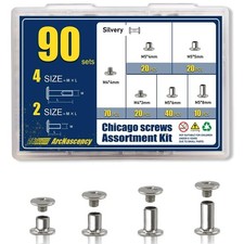 90 Sets Silvery Chicago Screws Leather Rivets...