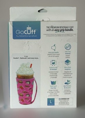 GoCuff Easy Grip Cold Beverage Cuff-Large-Pink Fast Food Print 14 X 18 X 2.5cm
