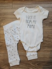 NWOT Rae Dunn Baby "I Got It From My Mama" 2-piece unisex set 6-9M