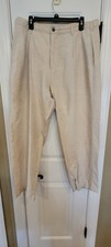 Chaps Ralph Lauren mens Beige Linen Blend Pleated Pants, Size 36 X 30