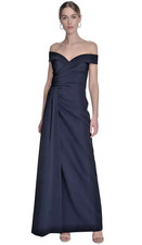 Eliza J Pleated Off Shoulder Gown Dress  Sz 4   $218  *1665