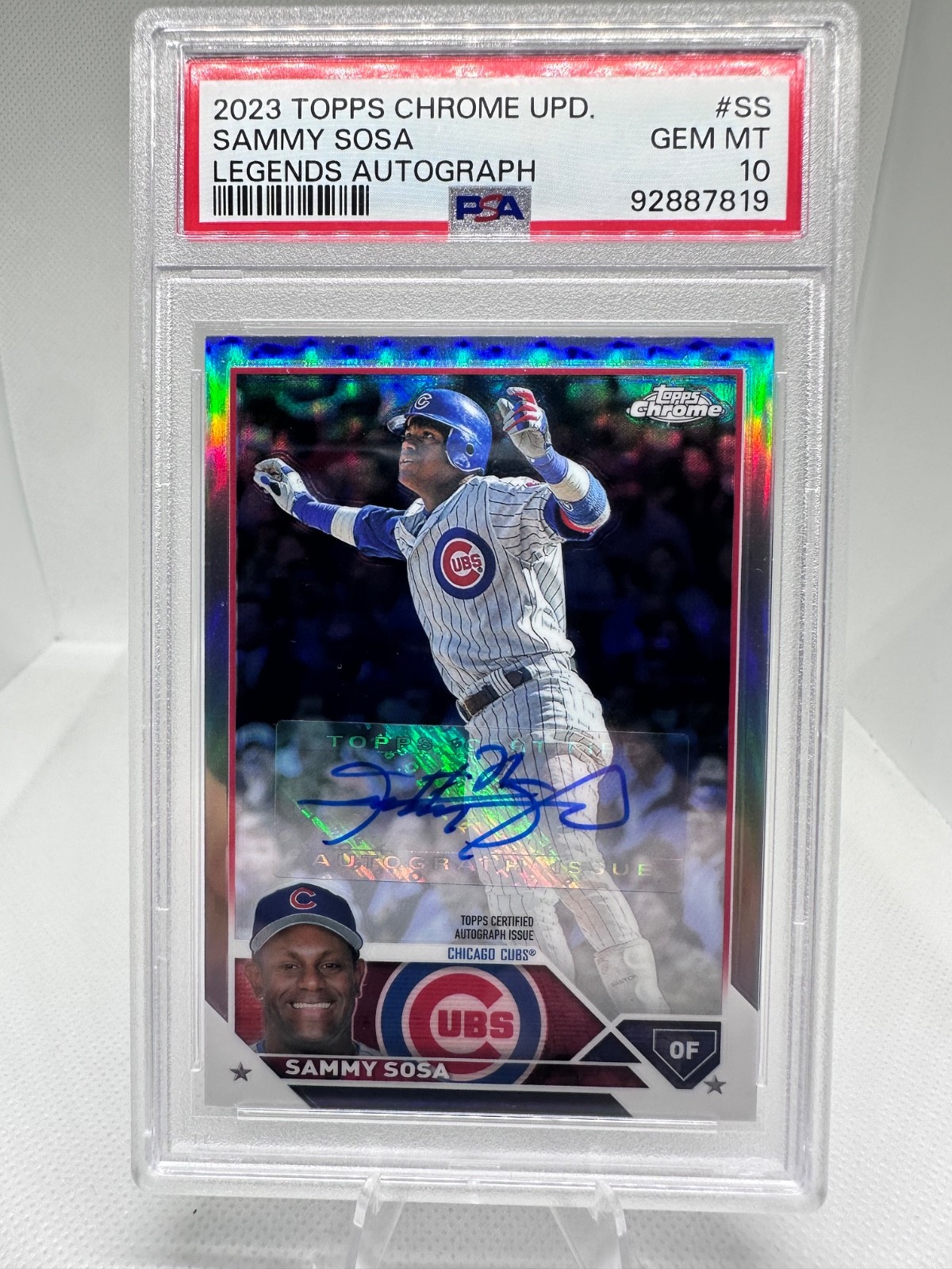 2023 Topps Chrome Update Series Legend Autographs Sammy Sosa #CLA-SS /50 PSA 10