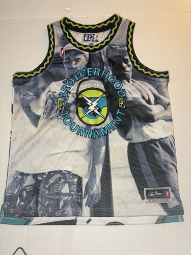 Vtg Post Game White Men Can't Jump Brotherhood Tournament Basketball Jersey Sz L