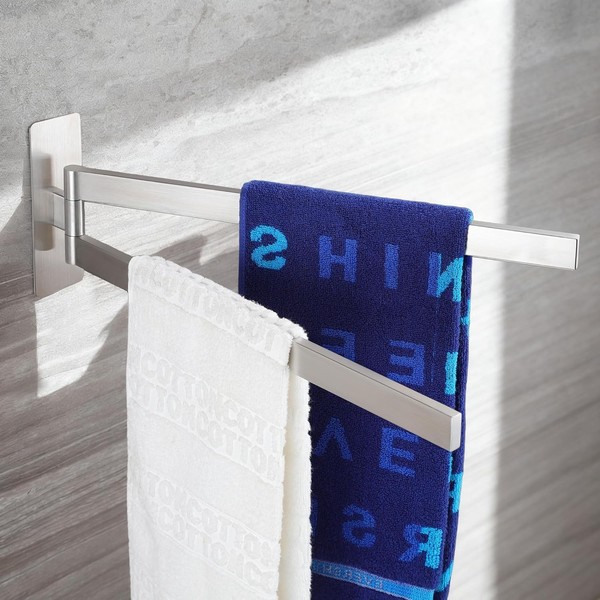 Handtuchhalter 2-Armig Schwenkbar Ohne Bohren Edelstahl GebüRstet 40,8Cm Bad-image