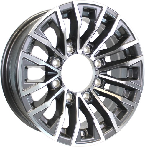 2-Pack Aluminum Trailer Wheel 16X6 16 Inch 8 Lug 6.5 Center Edge Gun Metal