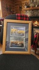 Vintage Framed Duck Hunting Prints - Cabin Lodge Wall Art - Two Waterfowl Scenes