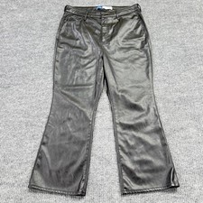 Old Navy Pants Womens 14 Black Faux Leather Crop Flare High Rise Coated Pleather