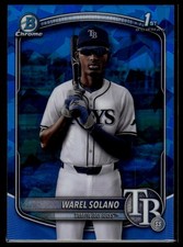 2025 Bowman Chrome Sapphire Warel Solano #BCP-225 Blue 1st Bowman Tampa Bay Rays