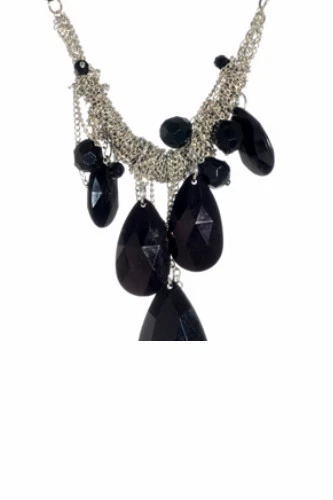 NUEVO CON ETIQUETAS $120 AMRITA SINGH Micmac Collar de latón plateado con piedra de resina negra Foto 2 de 2