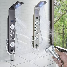 ELLO ALLO LED Shower Panel Tower Rainfall Head Handheld Sprayer Massage System