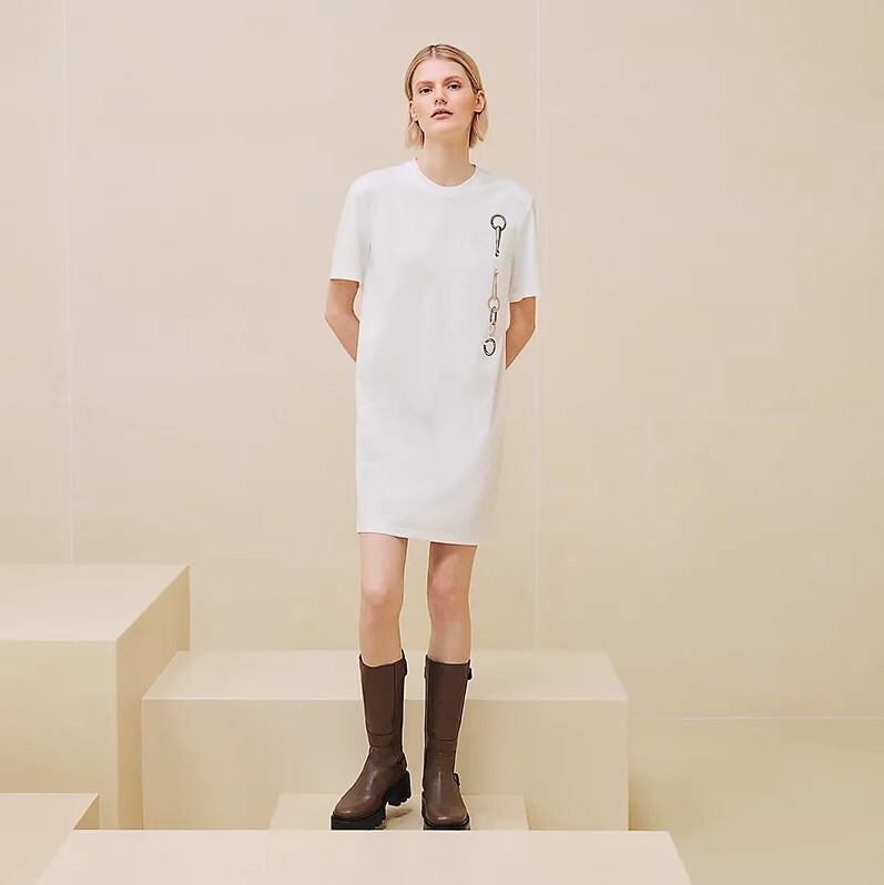 HERMES ドレス \"Effet Kaleidoscope\" zipped drawstring dress ITALY】HERMES EFFET KALEIDOSCOPE ZIP-UP DRESS 38