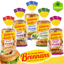 3 x BRENNANS BAGELS 5 PACK 440g Fibre Sesame Multigrain Irish Bread From Ireland