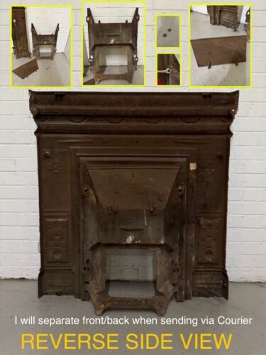 Antique Reclaimed Victorian Edwardian Cast Iron Distressed Fireplace Mantle - Picture 2 of 24