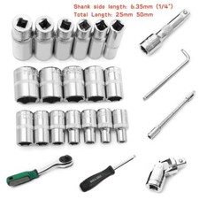 Image of 25mm/50mm Length 1/4" Square Drive Hex Socket Adapter Screwdriver Drill Bit Set