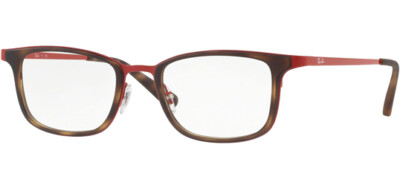Ray-Ban Optical Men's Tortoise/Red Square Eyeglass Frame - RX6373M 2959 52