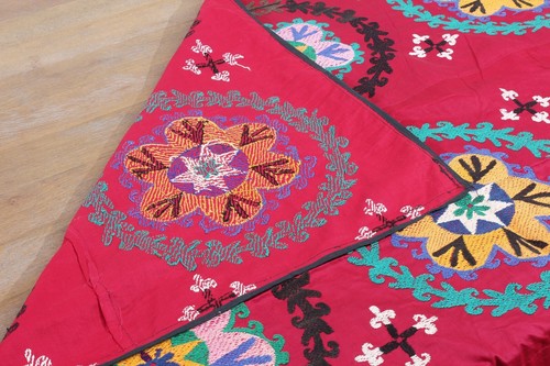 Suzani Uzbek Embroidered Table Cover 3.64' x 3.90' VINTAGE FAST Shipment 15346 - Picture 17 of 17