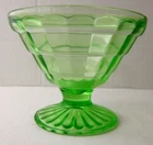 Green Depression Glass Sherbet - Hocking Glass Block Optic-Excellent Condition!