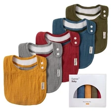 Muslin baby bibs 5 pack soft organic drool bandana for boys and girls teething