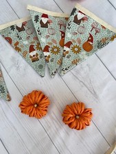Handmade Autumn Pumpkin Fabric Bunting - Double Sided