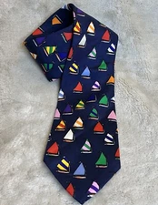 Alynn Neckwear RAINBOW FLEET NAVY BLUE TIE 100% Silk Vintage  Mens Tie