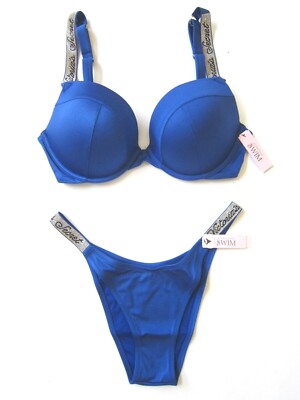 Victoria Secret SHINE Script SEXY TEE PUSH UP BIKINI SWIM SUIT 32 36 B D S  M Set | eBay
