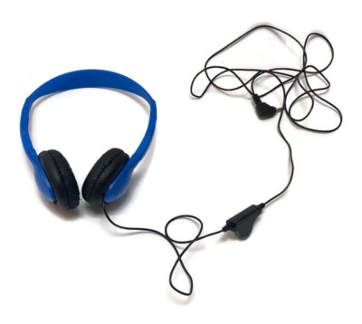 Lakeshore Blue Black White Cushioned Headphones With Volume