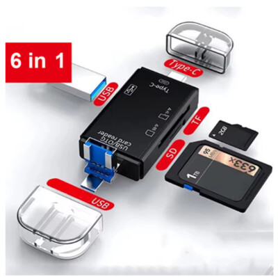 Kartenleser 6 in 1 SD Speicherkartenleser USB 3.0 Typ C Micro USB OTG TF SD