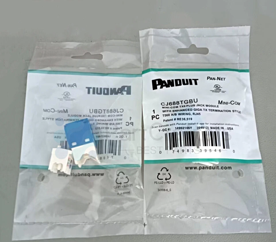 NUEVO Se adapta a Panduit Giga TX Cat6 Jack azul CJ688TGBU CAJA DE 50. Envío gratis Foto 3 de 4