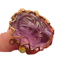 Vintage 19mm X 14mm Necklace Clasp Connector 3 Str Amethyst Scarab Gold Plated