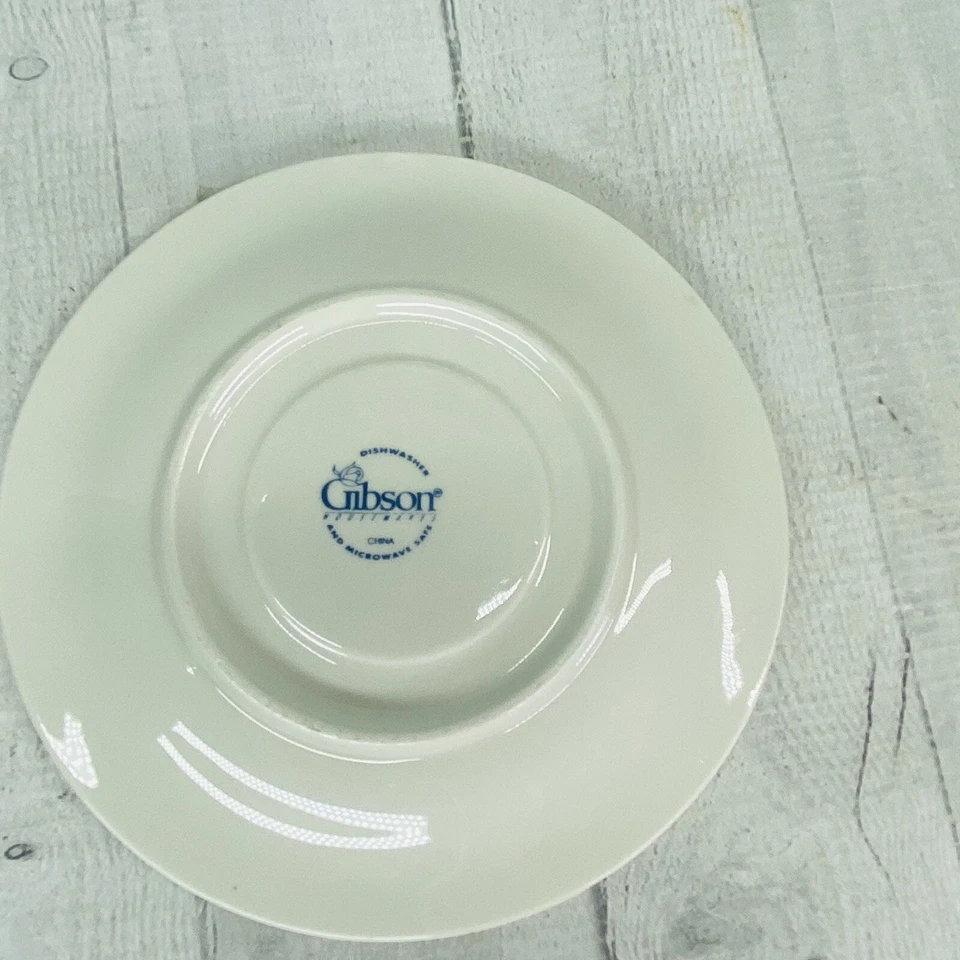 Gibson HOME VALLEY Cuadrados Lila Y Flores Sobre Borde Gres Platillo Plato Juego 4 Foto 3 de 4