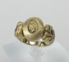 18k Yellow Gold Ancient Style Roman Soldier Centurion Band Ring 5.25''