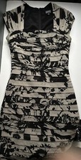 Adriana Papell dress, Evening Club Party 6P Gray Black Tailored Lined