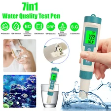 7 in 1 Digital LCD PH/TDS/EC/ORP/TEMP/SG/Salinity Water Quality Tester Meter Pen