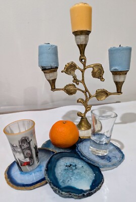 Set of Four Genuine Brazilian Agate Coasters -  (3''-3.5'')