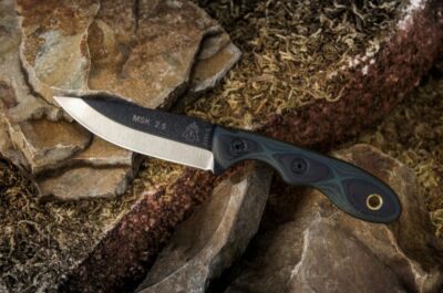 TOPS Mini Scandi Fixed Knife 2.75'' 1095 Carbon Steel Blade Canvas Micarta Handle
