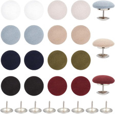 32Pcs 8 Colors Cloth Covered with Metal Shank round Buttons 17Mm/0.67Inch Cloth