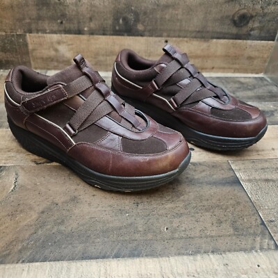 Skechers Shape Ups Shoes Women Brown Leather Walking Toning Adjustable 
