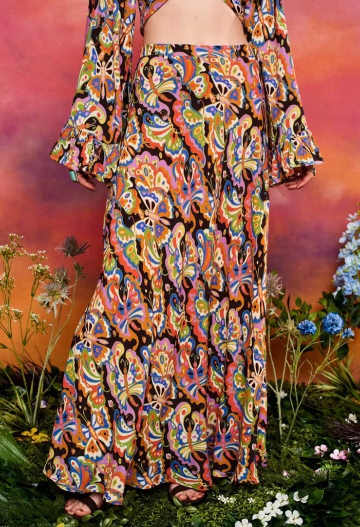 NWOT The Hippie Shake Marguerita Butterfly Maxi Skirt Size