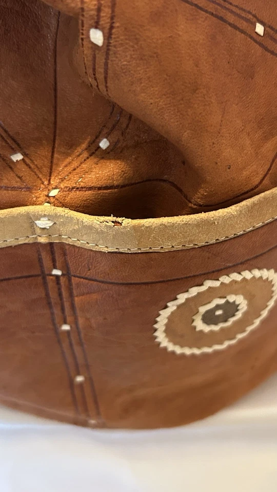 Cartera Bolso Cubo Vintage Hecha a Mano Cuero de Piel para Niños Suroeste con Cordón Foto 4 de 4