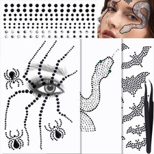Face Gems, Halloween Face Jewels Stickers, Spider, Bats, Snakes Hair Gems for...