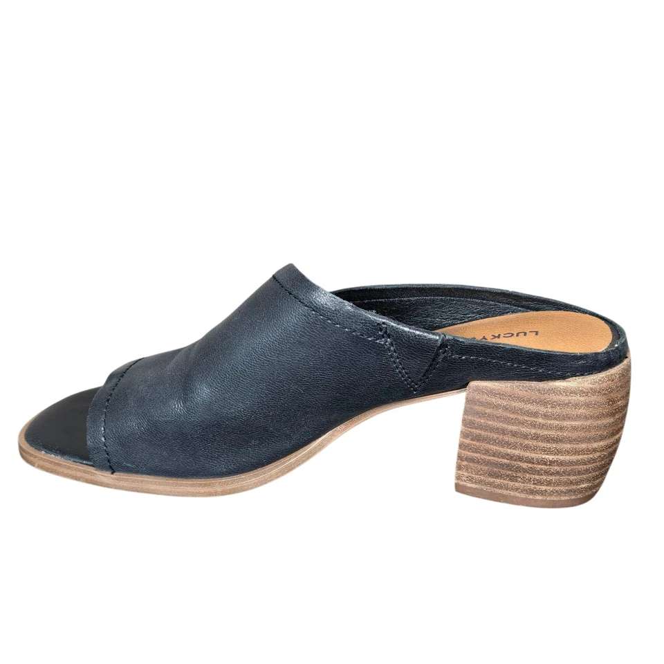 Lucky Brand 鞋女式 6.5 杰米皮革高跟鞋凉鞋骡子拖鞋露趾 — 第 4/4 张图片