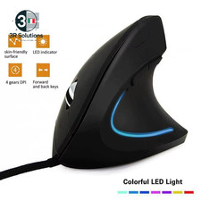 RGB Vertical Right Wired Gaming Mouse Ergonomic 3200DPI USB Wrist