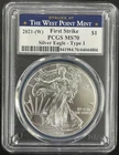2021 (W) $1 Type 1 American Silver Eagle NGC MS70 The West Point Mint Slab