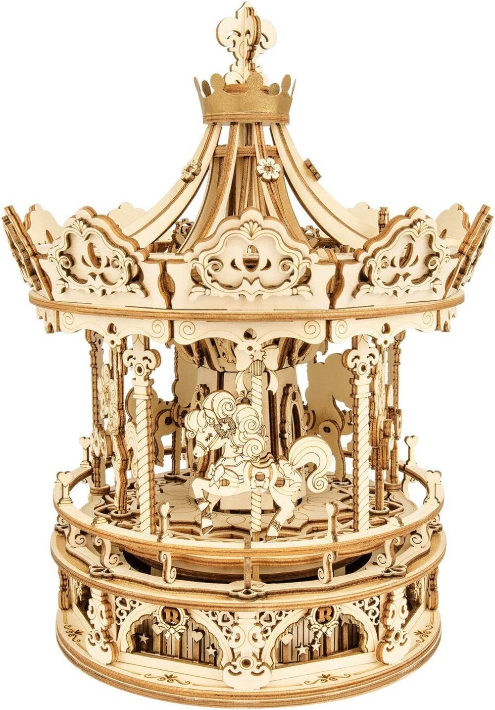 Robotime ROKR 3D Wooden Puzzle | Romantic Carousel DIY Music Box Model Kit | Val