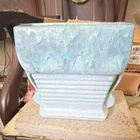 Ceramic Blue Green Abstract Rectangular Planter Glossy Pottery Finish